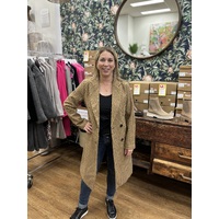 Pink Diamond Check Coat - Brown