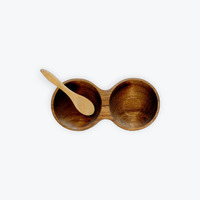 Assemble Asher Acacia Double Bowl 7.5x15cm - Natural