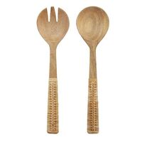 Casa Regalo-Tai S/2 Wood Salad Server 7.5x29.5cm-Natural
