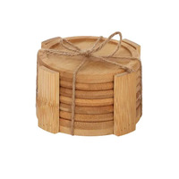 Assemble Bala Bamboo Set 6 Coasters with Holder 10cm - Natural