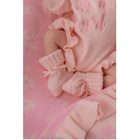 little & fern Knitted Booties - Baby Pink