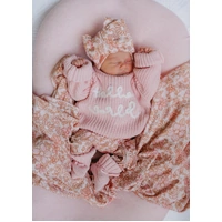 little & fern "Hello World" Chunky Knit Jumper 0-3M - Baby Pink