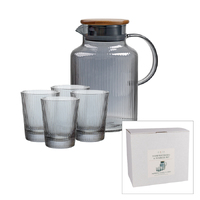 Pure Todd Grey Water Jug with 4 Glass Set