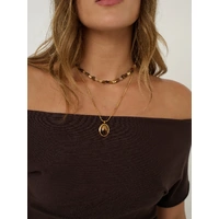 Lustre & Sage Morrison Tiger Eye Necklace - Gold