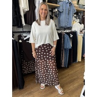 YH & CO Polka Dot Skirt - Choc/White