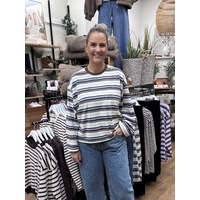 YH & CO Long Sleeve Stripe Tee - White/Blue