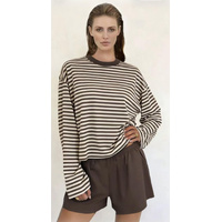 YH & CO Long Sleeve Stripe Tee - Chocolate