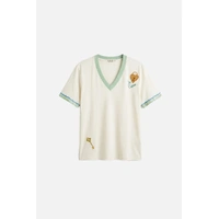 MAKU Love Lock V-Neck Tee - Ecru White