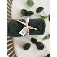 Mini & Me Diamond Knit Baby Blanket - Forrest Green