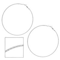 Sun Accessories Etched Hoop Earrings - Silver