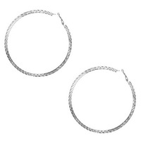 Sun Accessories Etched Hoop Earrings - Silver