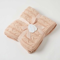 Jiggle & Giggle Aurora Cable Knit Baby Blanket - Pink Clay/Cream