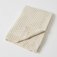 Jiggle & Giggle Basket Weave Knit Baby Blanket - Natural