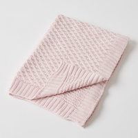 Jiggle & Giggle Basket Weave Knit Blanket - Pink