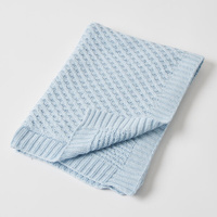 Jiggle & Giggle Basket Weave Knit Blanket - Blue