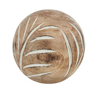 Coast to Coast Spruce Wood Deco Balls 10cm - Nat/White