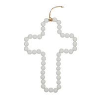 Coast to Coast Ansel Wooden Bead Cross - White