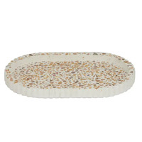 Assemble Reuben Terrazzo Ribbed Tray 18x30cm - White