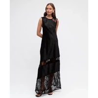 Paper Herat New York Satin Dress - Black