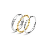 Urbanwall Jewellery Sterling Silver Gold Plated Ball, Plain and Detailed 3 Ring Set - Gold