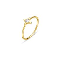 Urbanwall Jewellery Sterling silver CZ ring with ball point detail - Gold