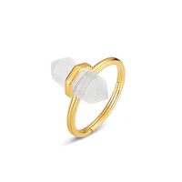 Urbanwall Jewellery Sterling silver ring with hexagonal quartz crystal - Gold