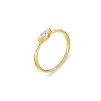 Urbanwall Jewellery Sterling silver thin band ring with marquise CZ - Gold