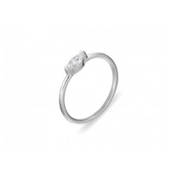 Urbanwall Jewellery Thin Band with Marquise Ring - Silver