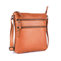 Rugged Hide Lotus Crossbody Bag -Tan