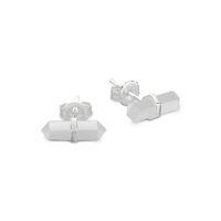 Urbanwall Jewellery Sterling silver double pointed prism clear quartz stud - Silver
