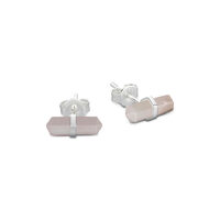 Urbanwall Jewellery Sterling silver double pointed prism rose quartz stud - Silver