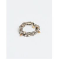 Stella+Gemma-Grey Beads W/Gold Charms-Bracelet