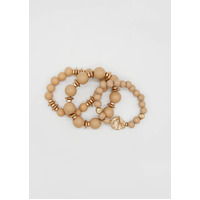 Stella+Gemma Set 3 Neutral Wood Bead Bracelet