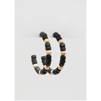 Stella+Gemma Black Bead Hoop Gold Earrings