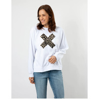 Stella+Gemma Everyday Sweater with Leopard Cross - White
