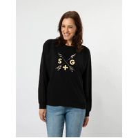 Stella+Gemma Everyday Sweater with Leopard Arrow - Black