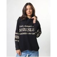 Stella + Gemma Newport Hoodie - Black Leopard Icon Stripe