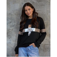 Stella + Gemma Classic Sweatshirt - Silver Cross Leopard