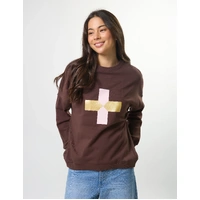 Stella + Gemma Newport Relaxed Crew - Chocolate Blush Cross