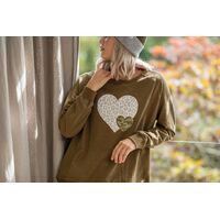 Stella+Gemma-Double Heart Sweater-Olive