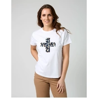 Stella+Gemma Ace Tee Leopard Cross - White