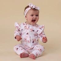 Snuggle Hunny Organic Snugglesuit Convertible Romper With Frill - Carousel