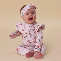 Snuggle Hunny Organic Snugglesuit Convertible Romper With Frill - Birds & Blooms