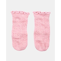 Toshi Organic Socks Knee Frilly Lace - Misty Rose