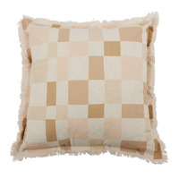 Coast to Coast Checkers Cotton Cushion 50x50cm - Nude Multi