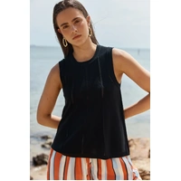 Sass Krista Pointelle Tank - Black