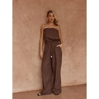 Sass Bellie Embroidered Pant - Chocolate