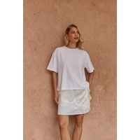Sass Arlo Jersey Lace Tee - Ivory