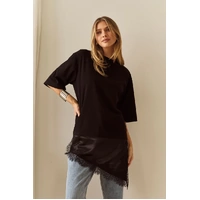 Sass Arlo Jersey Lace Tee - Black