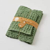 Pilbeam Living Organic Cotton Waffle Hand Towel & Face Washer Set - Limestone